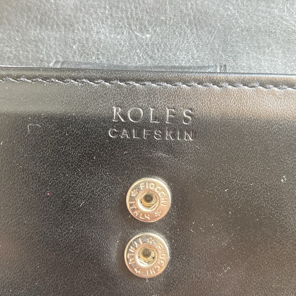 Rolfs Calfskin Leather Vintage Black Trifold Women’s Wallet, White Bow Italy - Picture 5 of 15